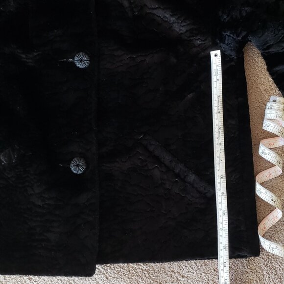Vintage Black Faux Persian Lamb Button Up Jacket - Picture 11 of 12